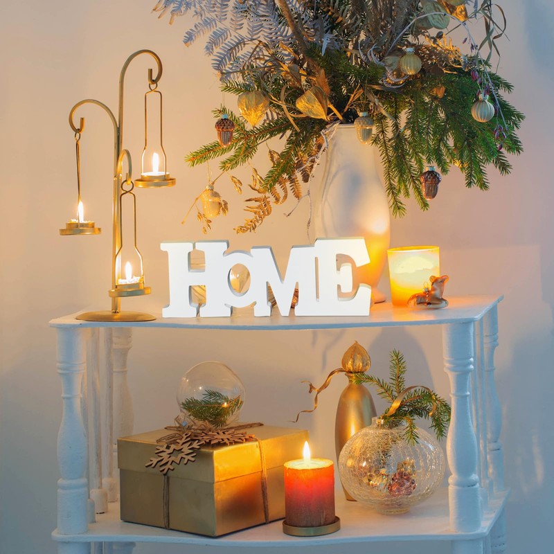 Wooden Blocks Wall and Table Top Decor: Freestanding Letter HOME