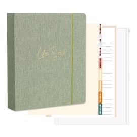 Ampleer Life Book Document Organizer Folio, End of Life Planner 3 Ring Binder for 8.5x11" Important Papers, Aesthetic Linen In Case If I Die File Folder (Sage)