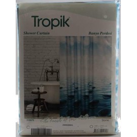 Tropik Home Bathroom Extra Long and Wide Fabric Shower Curtain with Nautical Print 240cm Wide x 200cm Drop