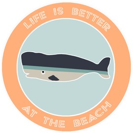Athena Brands Whale Life is Better at the Beach Car Truck Window Bumper Graphic Sticker Decal - Sunset Orange