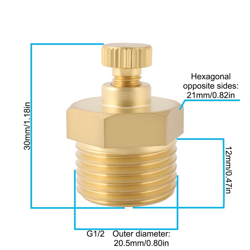 Create idea 2 x 1,27 cm BSP-Messing-Entlüftungsventil für Luftkompressoren, Gastanks,
