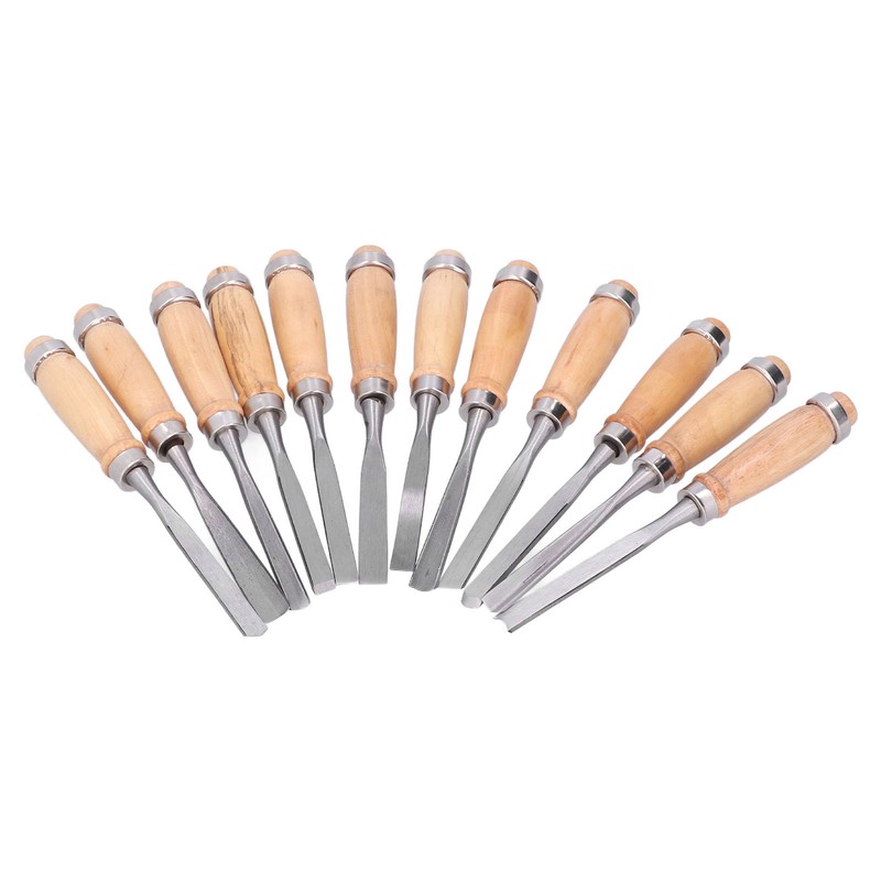 12Pcs Wood Turning Chisels Wood Grooves Parting Tools Set Woodworking