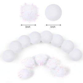 Phinus 200 PCS Pom Poms, 1 Inch Pompoms for Crafts, Soft and Fluffy Craft Pom Poms, Pom Pom Balls, for Arts and Craft Making Decorations (White)