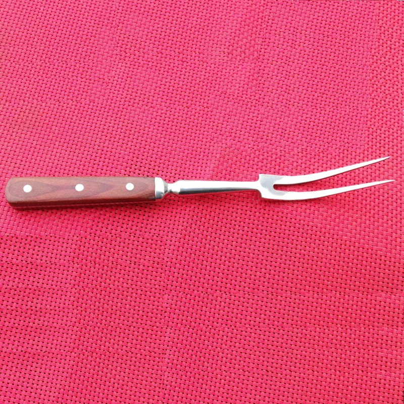 Barbecue Fork with Wooden Handle Stainless Steel Multifunction Nonstick Barbecue
