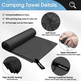 Wuwahold Quick Dry Towels - 24x48 inches with 3 Pack, Soaking Up Sweat Microfiber Lightweight Sport Towels, Camping Travel Towel for Camping, Beach, Gym, Yoga