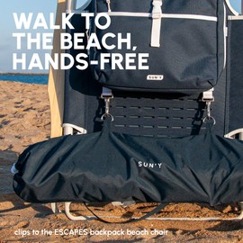 SUN'Y ESCAPES Beach Umbrella 6.5ft - Wind Resistant with Sand Anchor & Tilt, UPF 50+ Recycled Ocean Bound Fabric Canopy - Portable with Carry Bag