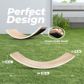Yes4All Wooden Wobble Balance Board for Kids, 36 Inch Rocker Board Natural Wood, Seesaw Toy Toddlers, Yoga Curvy Board for Office & Classroom Adult