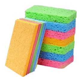 wowled Biodegradable Kitchen Sponges Washing Up, 12 Pack Natural Compostable Cellulose Cleaning Sponges Colourful Sponge for Home Car Daily Use