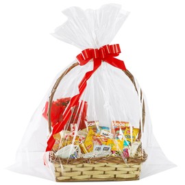 Morepack Extra Large Cellophane Bags for Gift Baskets 35x47 Inches,Jumbo Big Clear Cellophane Bags 5Pieces