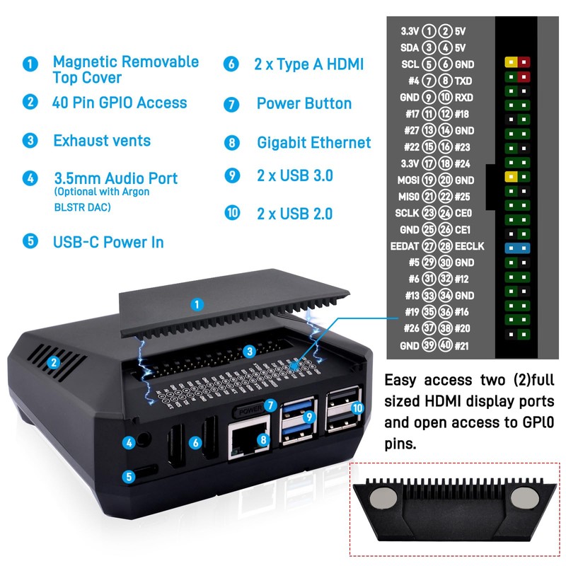GeeekPi Argon ONE V3 M.2 NVME PCIE Case for Raspberry