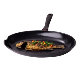 Alva Energy Nonstick Ceramic Fish Pan 13.7" - Lightweight, Easy to Clean and Made without PFAS, PFOA & PTFE - Induction and All Stovetop Compatible with Even Heat Distribution