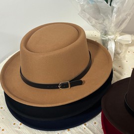 Cotilafi Pork Pie Hat Flat Top Fedora, Vintage Panama Classical Jazz Party Hats, Outdoor Travel Street Cap Sun Caps Red