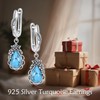 Turquoise Earrings 925 Sterling Silver Leaf Vine Flower Turquoise Dangle