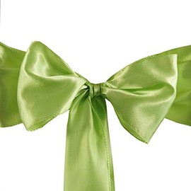 TABLECLOTHSFACTORY 25pcs Apple Green Satin Chair Sashes Tie Bows Catering Wedding Party Decorations 6 x106