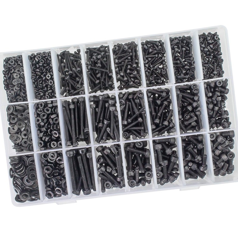 M2 M3 M4 Alloy Steel Screws Nuts and Washers 1200PCS,