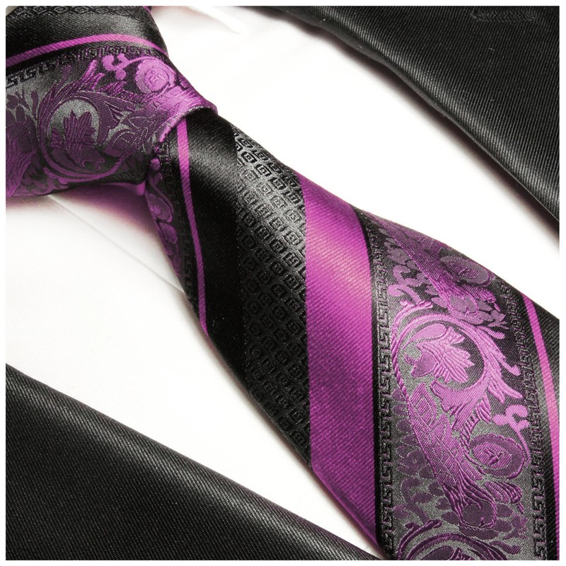 Paul Malone Pink and Black Patterned Silk Tie Set