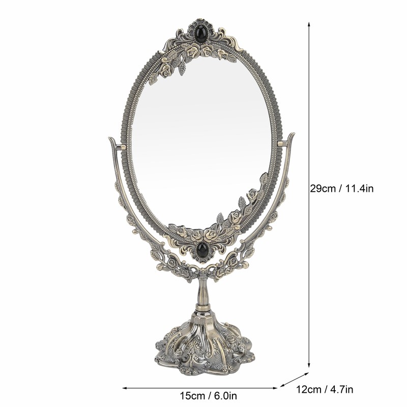 MakeUp Mirror EuropeanStyle Metal Retro DoubleSided Mirror for Bathroom Bedroom