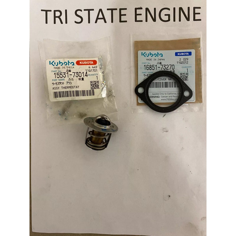 Kubota GENUINEOEM KUBOTA THERMOSTAT & GASKET 15531-73014 16851-73270 D722 DF752