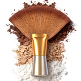Finishing Powder Brush, Large Professional Fan-Shaped Brush with Metal Plated Handle & Fine Soft Bristles for Spray Tan, Drying Powder, Scented Body Powders & Removing Hair After Haircuts