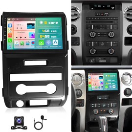 9" Android 13 Double Din Car Stereo w/Carplay Android Auto for Ford for F150 F-150 2009-2014(Manual) w/WiFi GPS Bluetooth AHD Backup Camera Mic,SWC/AV in/FM/AM IPS Car Audio Receiver - 4+64G
