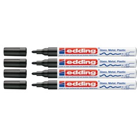 edding 751 Paint Marker M Tip (Pack of 4, Black)