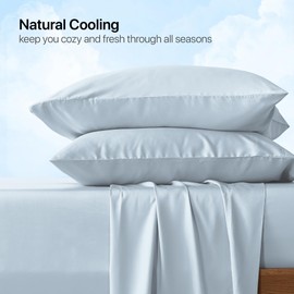 NATUREFIELD Bed Sheets Set Full Size (4pc), Rayon Derived from Bamboo, Cooling Sheets with Fitted Deep Pockets, Hotel Luxury Bedding Sheets & Pillowcases