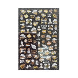 Autumn Palm Maple Leaf Banana Beach Flamingo Fish Self Adhesive 3D Nail Stickers F654 Laser Gold White Nail Wraps Stickers Manicure Supplies for Women Nails Full Long Lasting Easy Apply and Remove