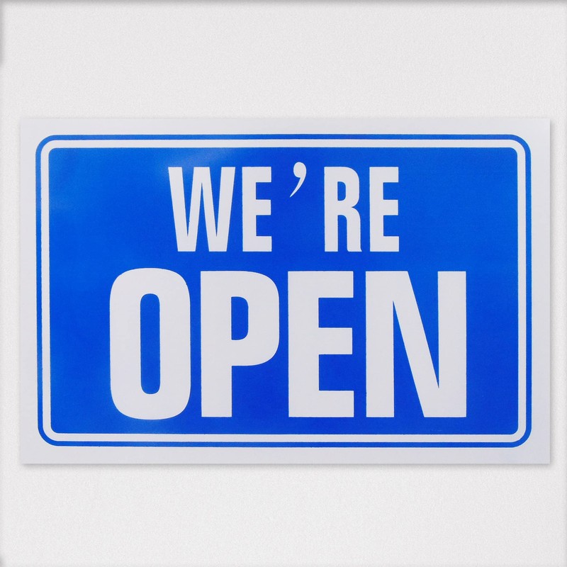 Open Closed Sign Blue Double Sided High Contrast Reversible Shop