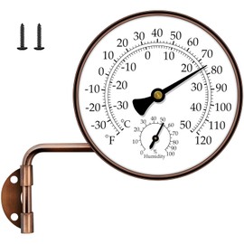 MEASURETOOL Dial 4" Brass Swivel Thermometer Indoor Outdoor Thermometer with Large Display for Home, Patio, and Greenhouse, Window Thermometer with Humidity (4inch Thermo&Hygrometer)