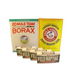 Laundry Soap Kit For DIY Powder Laundry Detergent; 4 Fels Naptha, Borax & Washing Soda