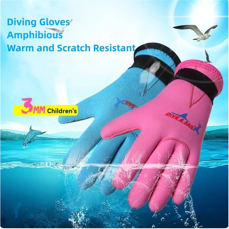EXCEREY Kids Neoprene Skid-Proof Wetsuit Diving Gloves 3MM Surf Snorkeling