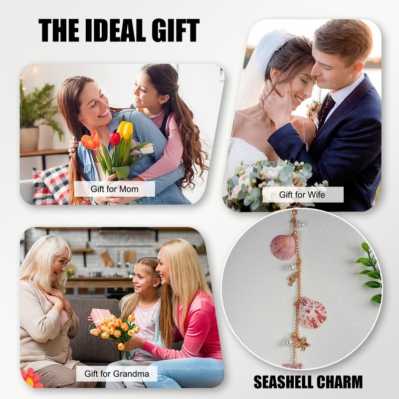 Sea Shells Car Decor,Cute Coastal Hanging Car Charm for Rear