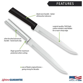 RADA Cutlery Slicer Knife (R107), 7" Stainless Steel Hollow Ground Blade, Made in USA, Silver Handle, Pack of 6