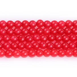 GEM-Inside Natural 4mm Red Jade Round Gemstone Semi Precious Loose Beads for Jewellery Making 15''