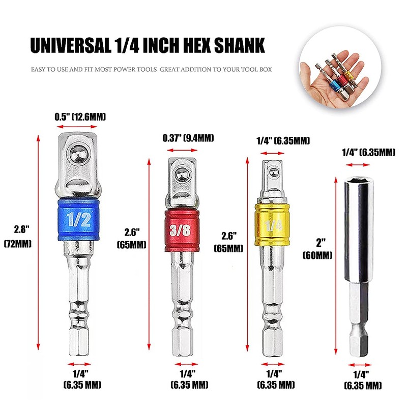 Flexible Drill Bit Extension + Impact Driver Socket Adaptor Bits