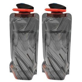 Partyzeit Foldable Water Bottle, 700 ml, Foldable Water Bottle, Running Bottle, Soft Flask Drinking Bag, Reusable Festival Drinking Bottle for Hiking, Adventure, Travel (Pack of 2)