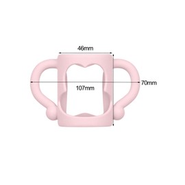 latikaly Baby Bottle Universal Handles, Set of 2, Baby Bottle Holder Handles, Wide Mouth Grip, Easy to Hold, Multi-functional, Heat Resistant, Replacement Baby Bottle Accessories (White + Pink)