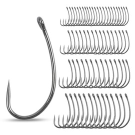 Barbless Fishing Hooks Curve Shank Barbless Carp Fishing Hooks Leader Rigs Crank Circle Hook Fly Tying Hooks Carp Hair Bait Rigs Fishing Accessoires for Freshwater Saltwater (10#_80pcs)