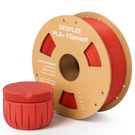DEEPLEE PLA+ 1.75mm 3D Printer Filament, PLA Plus with Dimensional Accuracy +/- 0.02mm, Higher Strength and Toughness, Neatly Wound, No Clogging, Fits for Most FDM 3D Printers, 1KG Red