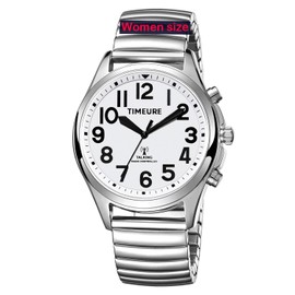 Lady's Talking Watch with Jumbo Numbers for Bind, Seniors,Visually impaired,or Elderly TIMEURE-2210, silver