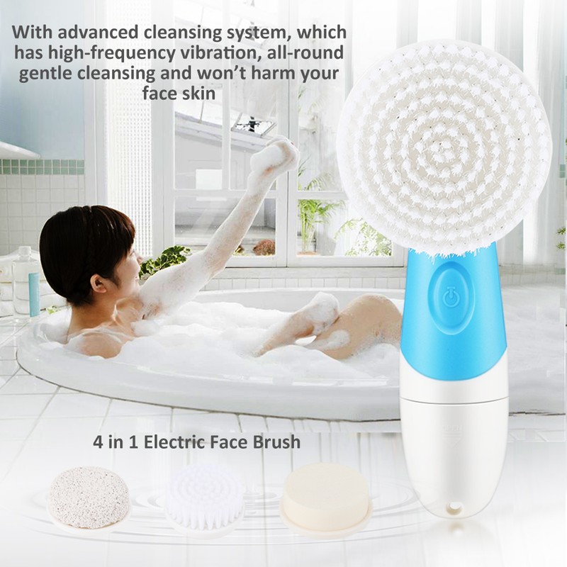 4 in 1 Waterproof Electric Cleansing Face Brush Include Detachable