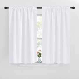 NICETOWN Window Curtain Panels for Kitchen - (White Color) 42x30 inch, 2 Panels Set, Home Decoration Drapes for Window