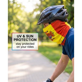 TISCH Passamontagna Viso Scaldacollo 1 Pezzo, Fascia Bandana Multifunzione con Protezione Solare Anti-UV, Traspirante e Leggero per Ciclismo Moto & Sport Estivi all'Aperto.(bandiera spagnola)