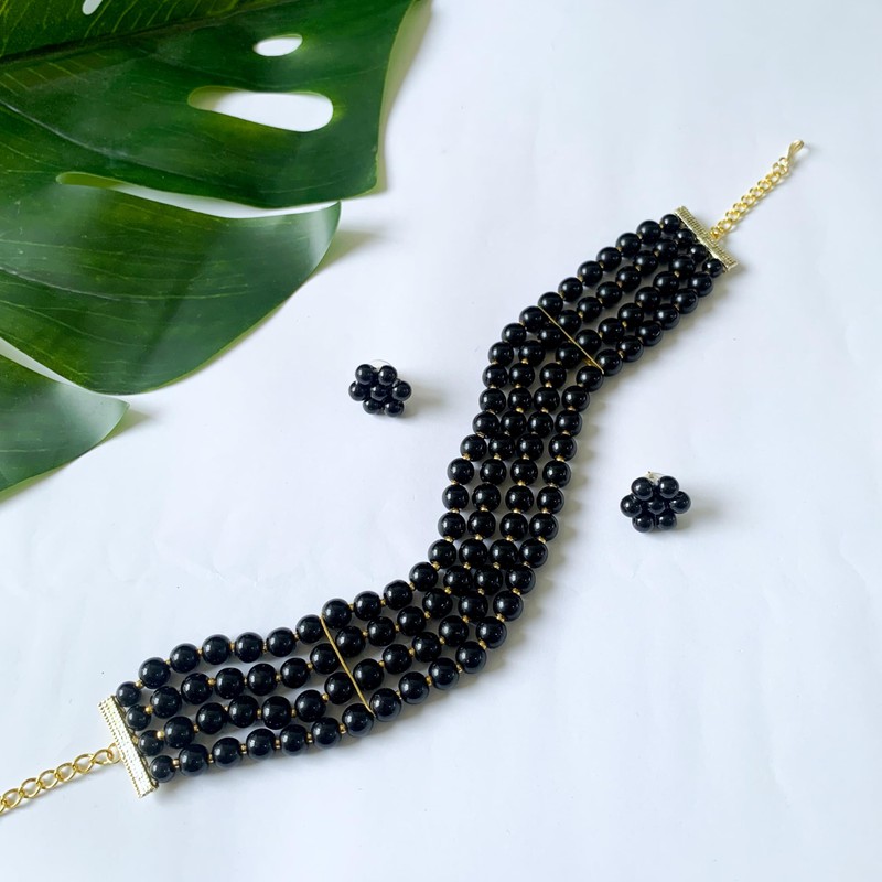 I Jewels Juego de gargantilla de perlas blancas chapadas en
