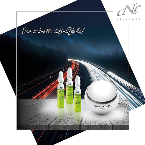 CNC cosmetic - Power Lift Cream - Highlights - straffere, glattere Haut schon nach 2 Stunden, Effekt bis zu 8 Stunden, intensive Pflege, Schutz - pflanzliche Öle, Vitamin E, Rotalgenextrakt 30ml