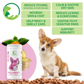 Primary Pets Premium Pet Supplies Skin & Immunity Support Chews for Dogs, Soothe Itchy Skin, Paws, Ears and Eyes, Allergy Sensitivity Support, 60 Soft Chews, Advanced Formula