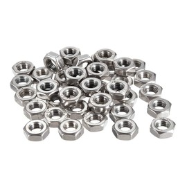 sourcing map Hexagon Nuts M2.5 x 0.45 mm with Metric Coarse Thread Carbon Steel Silver Colour Pack of 200
