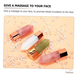 minkissy Crystal Scraping Board 1pc Massage Essential Oil Crystal Roller Bottle Gemstone Roller Bottle Gemstone Roller Ball Massage Roller Face Massager Rose Quartz Travel Skin Care Vial