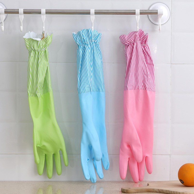 RARITYUS Household Kitchen Cleaning Gloves Waterproof Cotton Lined Dishwashing Non-Slip