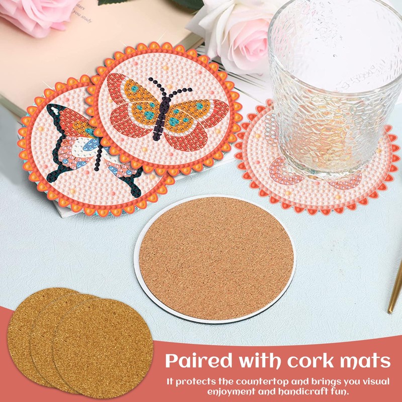 Cyleibe 6 Pcs Diamond Painting Coasters Drink Coasters, DIY Diamond